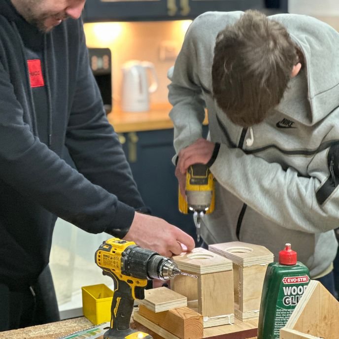 Drilling a bird box